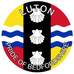 Luton - Pride of Bedfordshire - TWO PACK - Car Bumper Laptop Window Decal County Flag Sticker