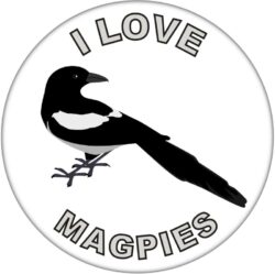 I Love Magpies - 59mm Badge/Badges Fun Gift Present