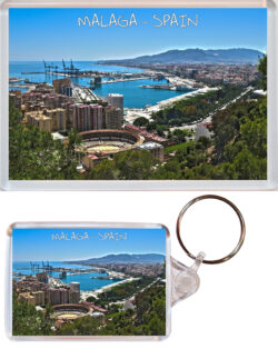 Malaga - Spain - Jumbo Fridge Magnet & Double Sided Large Keyring Key Fob Chain Ring Gift Present Souvenir