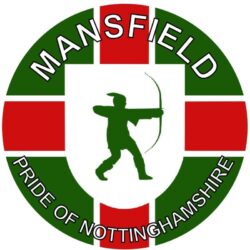 Mansfield - Pride of Nottinghamshire - TWO PACK - Car Bumper Laptop Window Decal County Flag Sticker