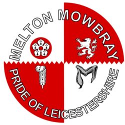 Melton Mowbray - Pride of Leicestershire - TWO PACK - Car Bumper Laptop Window Decal County Flag Sticker