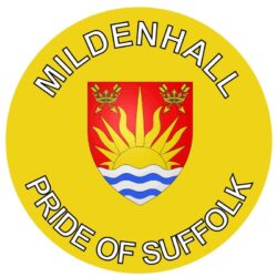 Mildenhall - Pride of Suffolk - TWO PACK - Car Bumper Laptop Window Decal County Flag Sticker