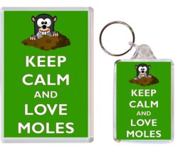 Keep Calm and Love Moles - Jumbo Fridge Magnet & Double Sided Large Keyring Key Fob Chain Ring Gift Present Souvenir