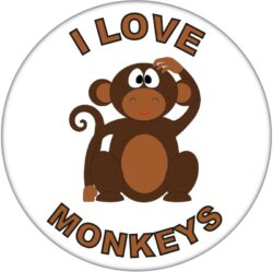 I Love Monkeys - 59mm Badge/Badges Fun Gift Present
