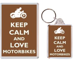 Keep Calm and Love Motorbikes - Jumbo Fridge Magnet & Double Sided Large Keyring Key Fob Chain Ring Gift Present Souvenir