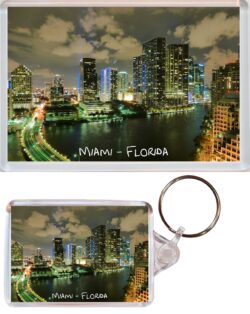 Miami - Florida - USA - Jumbo Fridge Magnet & Double Sided Large Keyring Key Fob Chain Ring Gift Present Souvenir