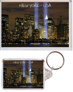 Newy York - USA - Jumbo Fridge Magnet & Double Sided Large Keyring Key Fob Chain Ring Gift Present Souvenir