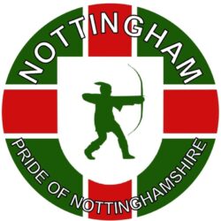 Nottingham - Pride of Nottinghamshire - TWO PACK - Car Bumper Laptop Window Decal County Flag Sticker