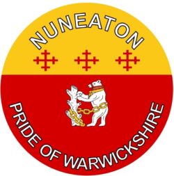 Nuneaton - Pride of Warwickshire - TWO PACK - Car Bumper Laptop Window Decal County Flag Sticker