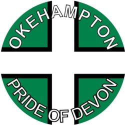 Okehampton - Pride of Devon - TWO PACK - Car Bumper Laptop Window Decal County Flag Sticker