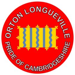 Orton Longueville - Pride of Cambridgeshire - TWO PACK - Car Bumper Laptop Window Decal County Flag Sticker