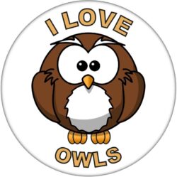 I Love Owls - 59mm Badge/Badges Fun Gift Present