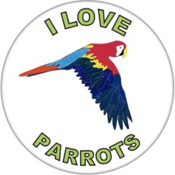 I Love Parrots - 59mm Badge/Badges Fun Gift Present