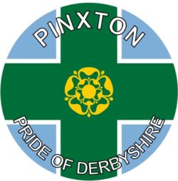 Pinxton - Pride of Derbyshire - TWO PACK - Car Bumper Laptop Window Decal County Flag Sticker