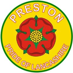 Preston - Pride of Lancashire - TWO PACK - Car Bumper Laptop Window Decal County Flag Sticker