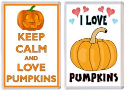 Keep Calm & I Love Pumpkins (2 PACK) - Jumbo Fridge Magnet Souvenir Gift Present