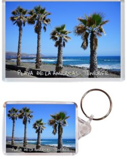 Playa de la Americas - Tenerife - Spain - Jumbo Fridge Magnet & Double Sided Large Keyring Key Fob Chain Ring Gift Present Souvenir