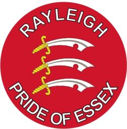 Rayleigh - Pride of Essex - TWO PACK - Car Bumper Laptop Window Decal County Flag Sticker