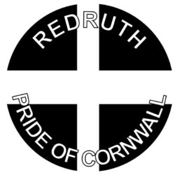 Redruth - Pride of Cornwall - TWO PACK - Car Bumper Laptop Window Decal County Flag Sticker