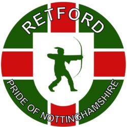 Retford - Pride of Nottinghamshire - TWO PACK - Car Bumper Laptop Window Decal County Flag Sticker