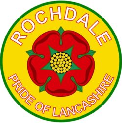 Rochdale - Pride of Lancashire - TWO PACK - Car Bumper Laptop Window Decal County Flag Sticker