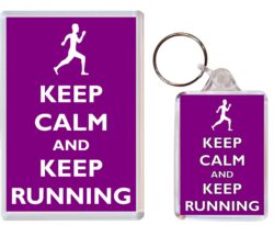 Keep Calm and Love Running - Jumbo Fridge Magnet & Double Sided Large Keyring Key Fob Chain Ring Gift Present Souvenir