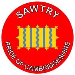 Sawtry - Pride of Cambridgeshire - TWO PACK - Car Bumper Laptop Window Decal County Flag Sticker