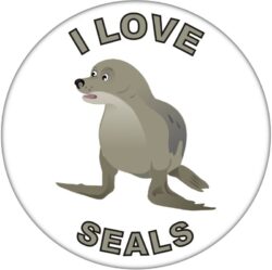 I Love Seals - 59mm Badge/Badges Fun Gift Present