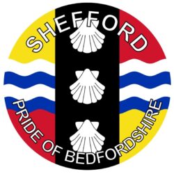 Shefford - Pride of Bedfordshire - TWO PACK - Car Bumper Laptop Window Decal County Flag Sticker