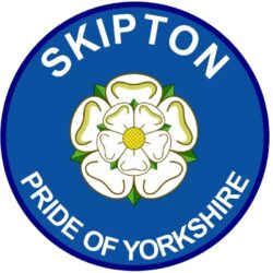 Skipton - Pride of Yorkshire - TWO PACK - Car Bumper Laptop Window Decal County Flag Sticker