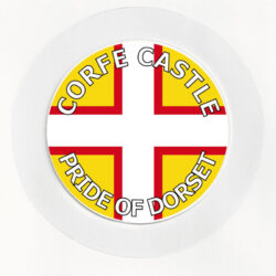 Corfe Castle - Pride of Dorset - County Flag- Car Tax Disc Permit Window Holder - Reusable