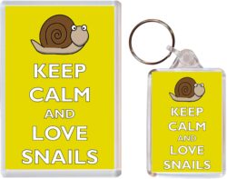 Keep Calm and Love Snails - Jumbo Fridge Magnet & Double Sided Large Keyring Key Fob Chain Ring Gift Present Souvenir