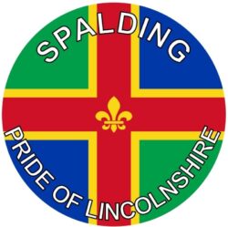 Spalding - Pride of Lincolnshire - TWO PACK - Car Bumper Laptop Window Decal County Flag Sticker