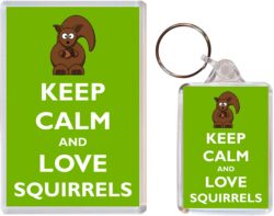 Keep Calm and Love Squirrels - Jumbo Fridge Magnet & Double Sided Large Keyring Key Fob Chain Ring Gift Present Souvenir