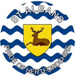 St Albans - Pride of Hertfordshire - TWO PACK - Car Bumper Laptop Window Decal County Flag Sticker