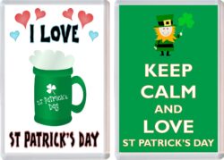 Keep Calm & I Love St Patrick's Day (2 PACK) - Jumbo Fridge Magnet Souvenir Gift Present