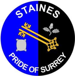 Staines - Pride of Surrey - TWO PACK - Car Bumper Laptop Window Decal County Flag Sticker