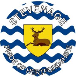Stevenage - Pride of Hertfordshire - TWO PACK - Car Bumper Laptop Window Decal County Flag Sticker