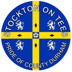 Stockton on Tees - Pride of County Durham - TWO PACK - Car Bumper Laptop Window Decal County Flag Sticker