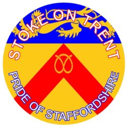 Stoke on Trent - Pride of Staffordshire - TWO PACK - Car Bumper Laptop Window Decal County Flag Sticker