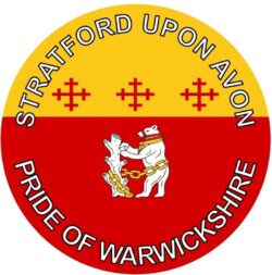 Stratford upon Avon - Pride of Warwickshire - TWO PACK - Car Bumper Laptop Window Decal County Flag Sticker