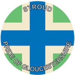 Stroud - Pride of Gloucestershire - TWO PACK - Car Bumper Laptop Window Decal County Flag Sticker