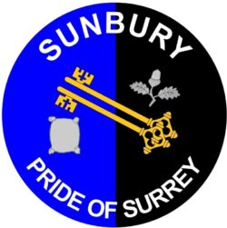 Sunbury - Pride of Surrey - TWO PACK - Car Bumper Laptop Window Decal County Flag Sticker