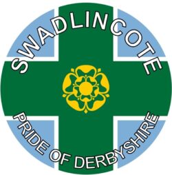Swadlincote - Pride of Derbyshire - TWO PACK - Car Bumper Laptop Window Decal County Flag Sticker