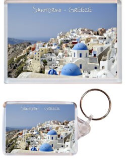 Santorini – Greece – Jumbo Fridge Magnet & Double Sided Large Keyring Key Fob Chain Ring Gift Present Souvenir