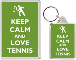 Keep Calm and Love Tennis - Jumbo Fridge Magnet & Double Sided Large Keyring Key Fob Chain Ring Gift Present Souvenir