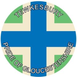 Tewksbury - Pride of Gloucestershire - TWO PACK - Car Bumper Laptop Window Decal County Flag Sticker