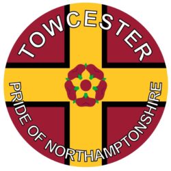 Towcester - Pride of Northamptonshire - TWO PACK - Car Bumper Laptop Window Decal County Flag Sticker