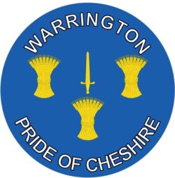 Warrington - Pride of Cheshire - TWO PACK - Car Bumper Laptop Window Decal County Flag Sticker