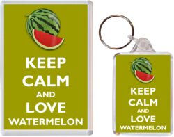Keep Calm and Love Watermelon - Jumbo Fridge Magnet & Double Sided Large Keyring Key Fob Chain Ring Gift Present Souvenir